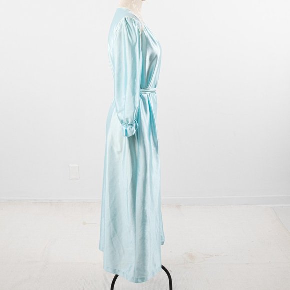 Vintage 70s OS Disco Shiny Robe Dress Blue AS-IS - Picture 4 of 14